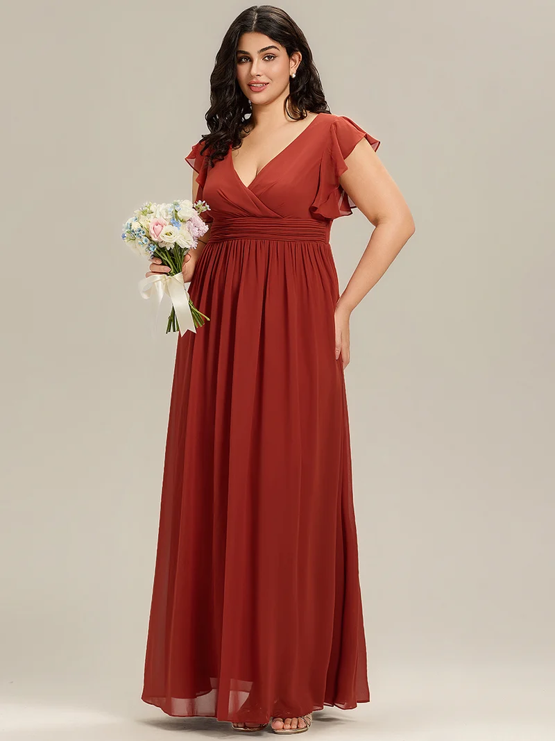 ever LILYANA|Robe de demoiselle d'honneur en mousseline avec dos découpé
