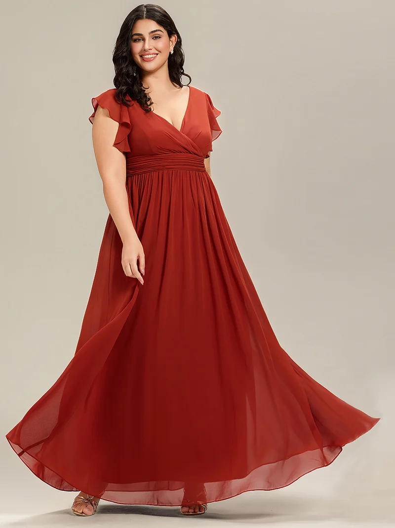 ever LILYANA|Robe de demoiselle d'honneur en mousseline avec dos découpé