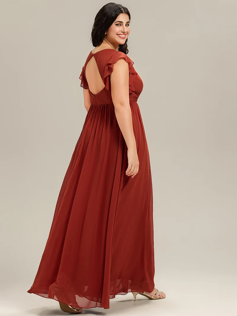 ever LILYANA|Robe de demoiselle d'honneur en mousseline avec dos découpé