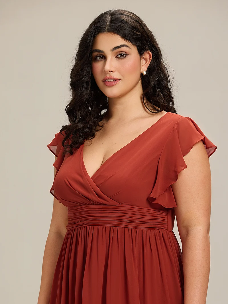 ever LILYANA|Robe de demoiselle d'honneur en mousseline avec dos découpé