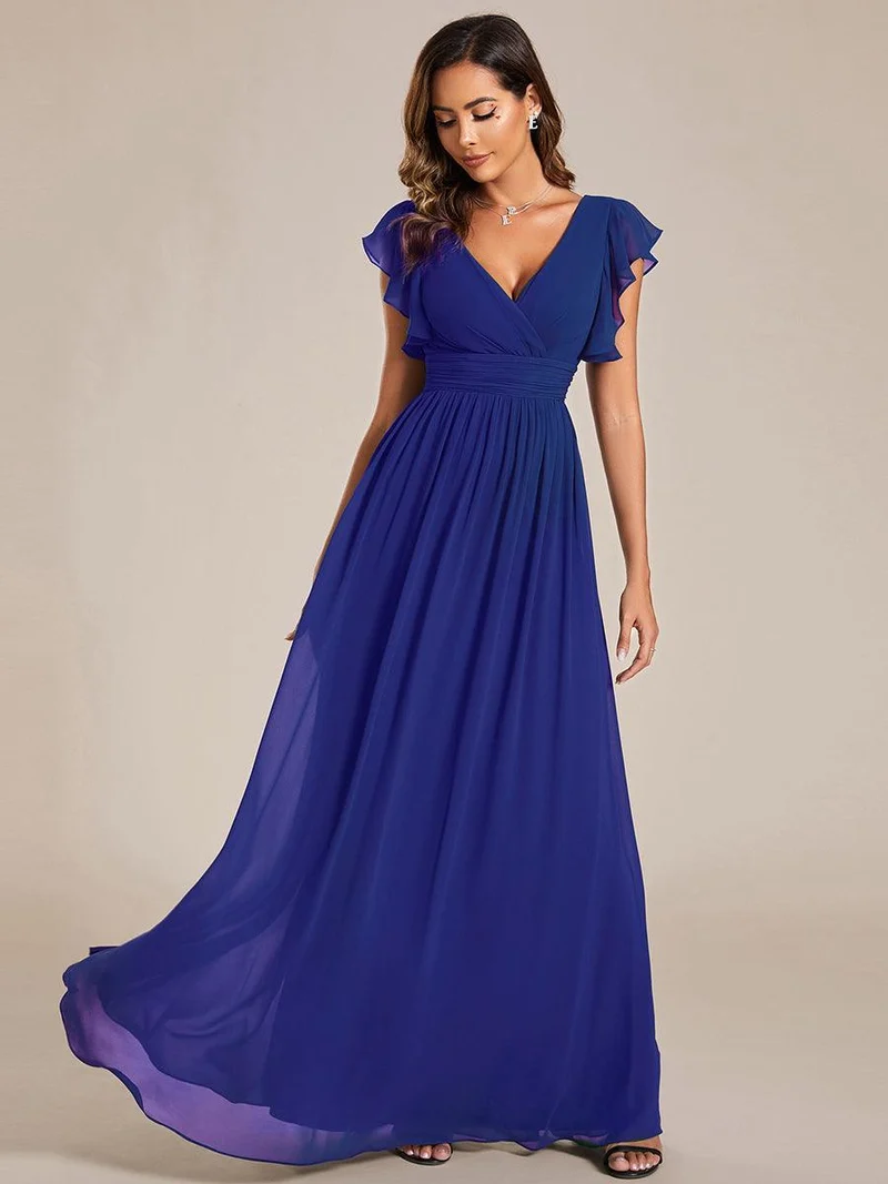 ever LILYANA|Robe de soirée en mousseline à manches volantées