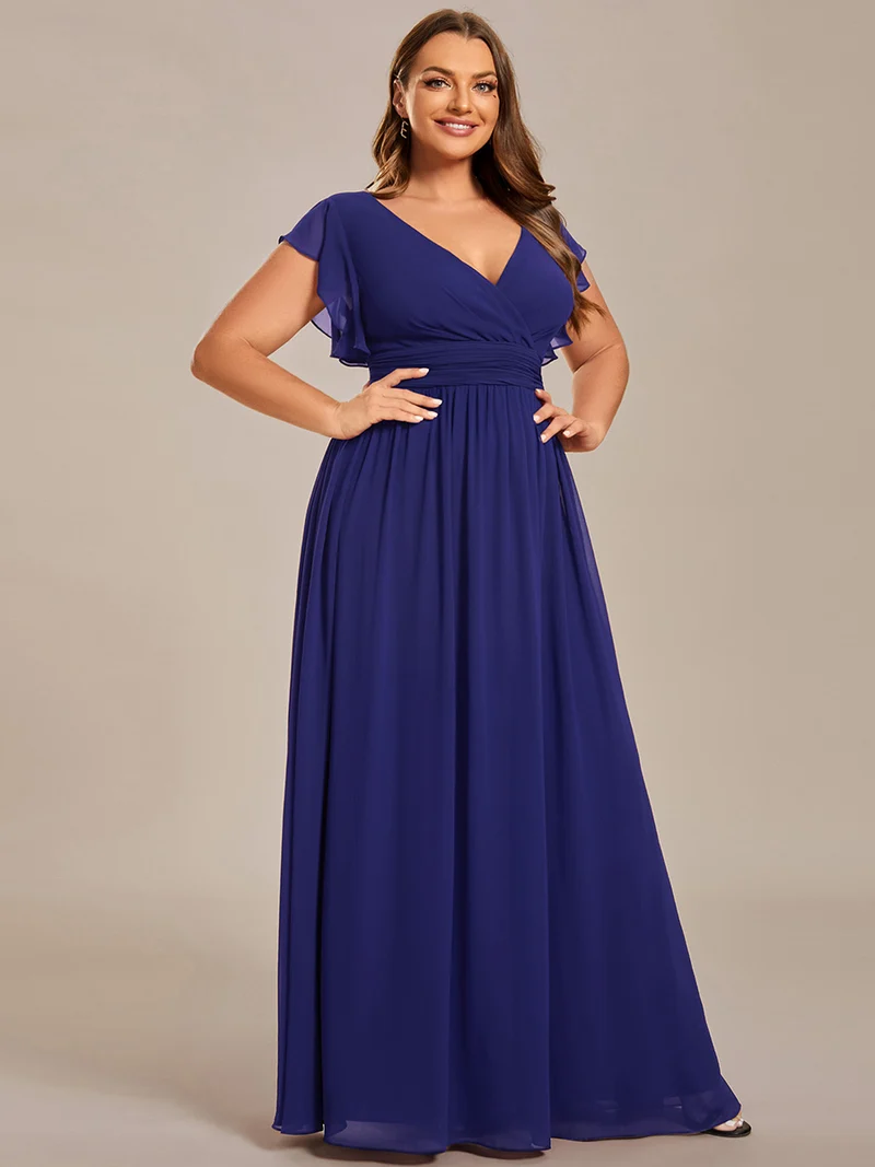 ever LILYANA|Robe de soirée en mousseline à manches volantées