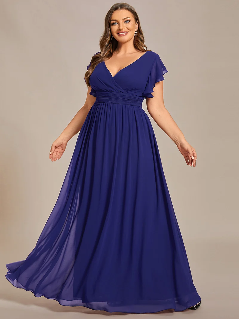 ever LILYANA|Robe de soirée en mousseline à manches volantées