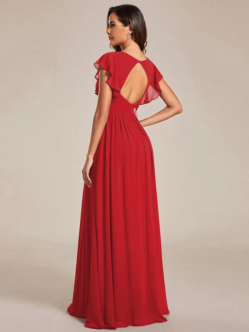 ever LILYANA|Robe de soirée en mousseline à manches volantées