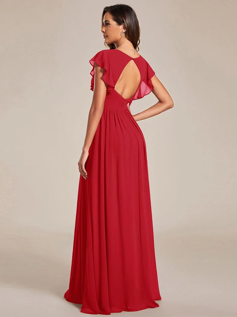 ever LILYANA|Robe de soirée en mousseline à manches volantées