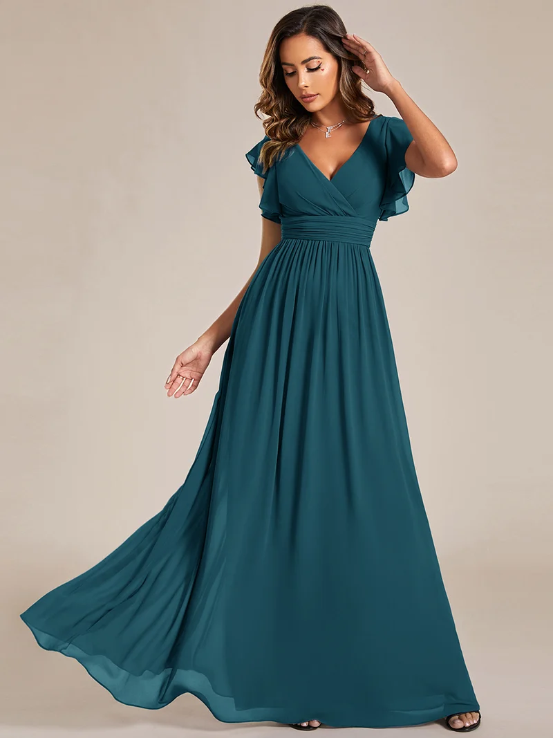 ever LILYANA|Robe de soirée en mousseline à manches volantées
