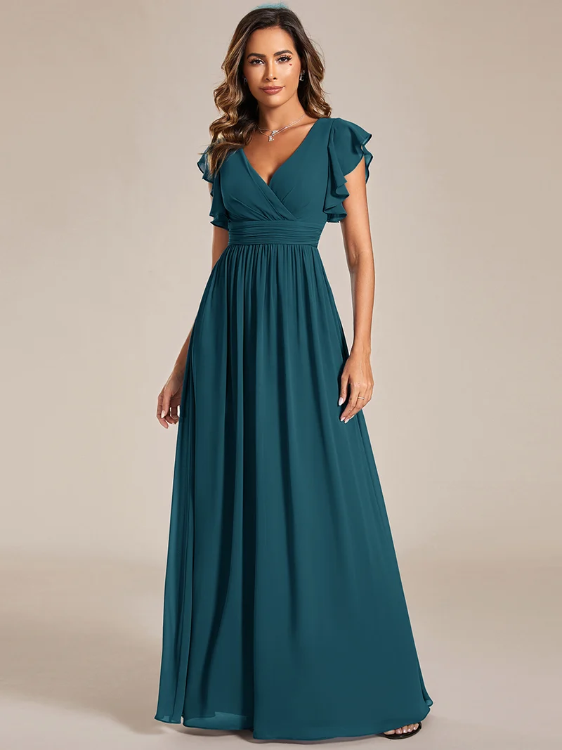 ever LILYANA|Robe de soirée en mousseline à manches volantées