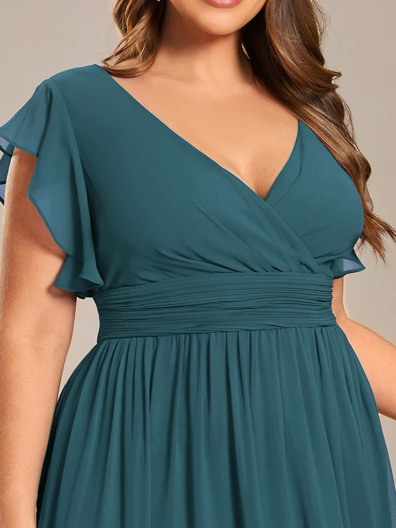 ever LILYANA|Robe de soirée en mousseline à manches volantées