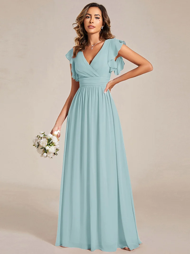 ever LILYANA|Robe de soirée en mousseline à manches volantées