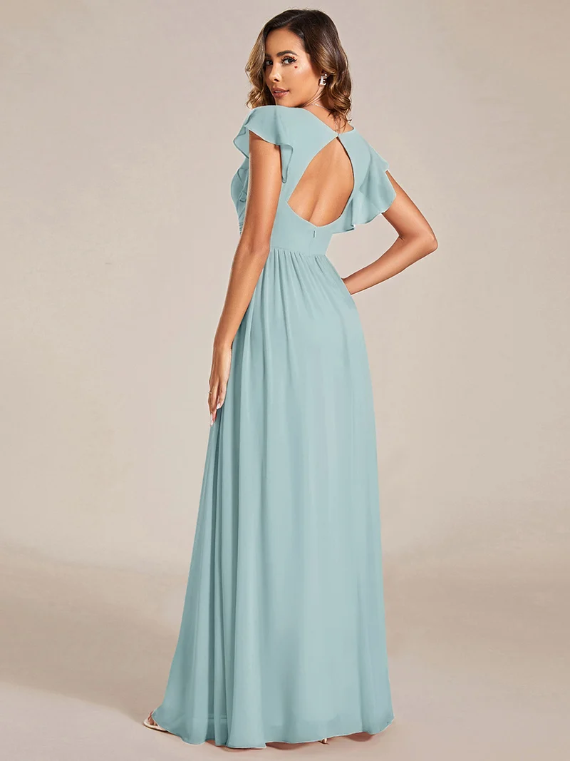 ever LILYANA|Robe de soirée en mousseline à manches volantées