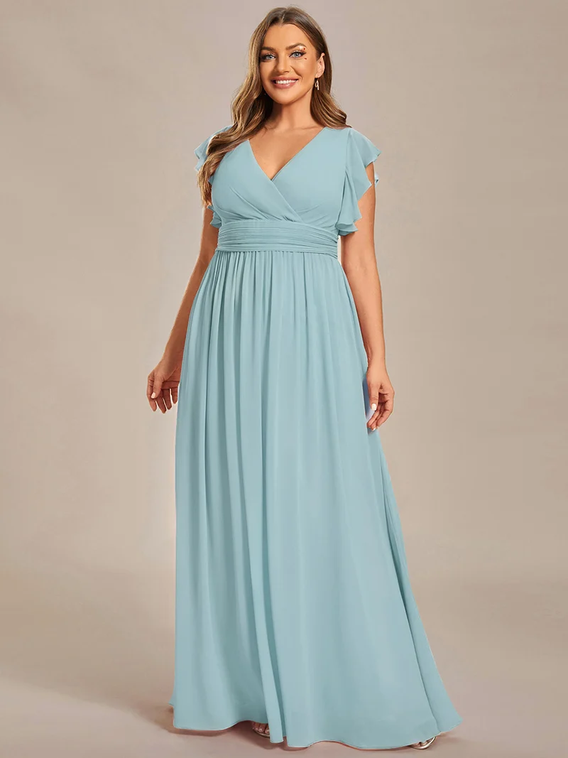 ever LILYANA|Robe de soirée en mousseline à manches volantées