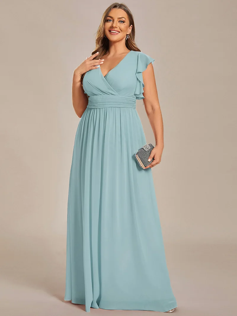 ever LILYANA|Robe de soirée en mousseline à manches volantées