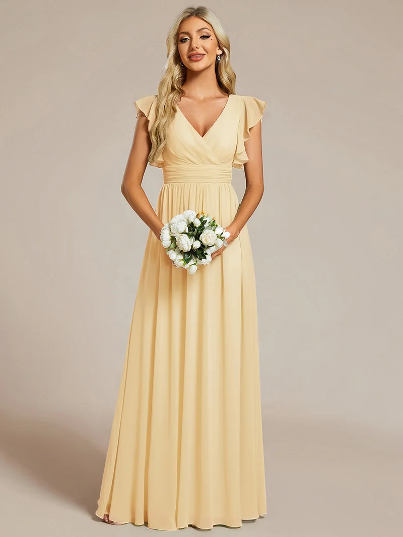 ever LILYANA|Robe de soirée en mousseline à manches volantées