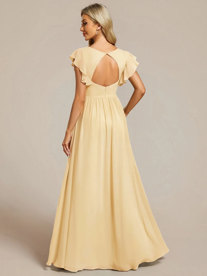 ever LILYANA|Robe de soirée en mousseline à manches volantées