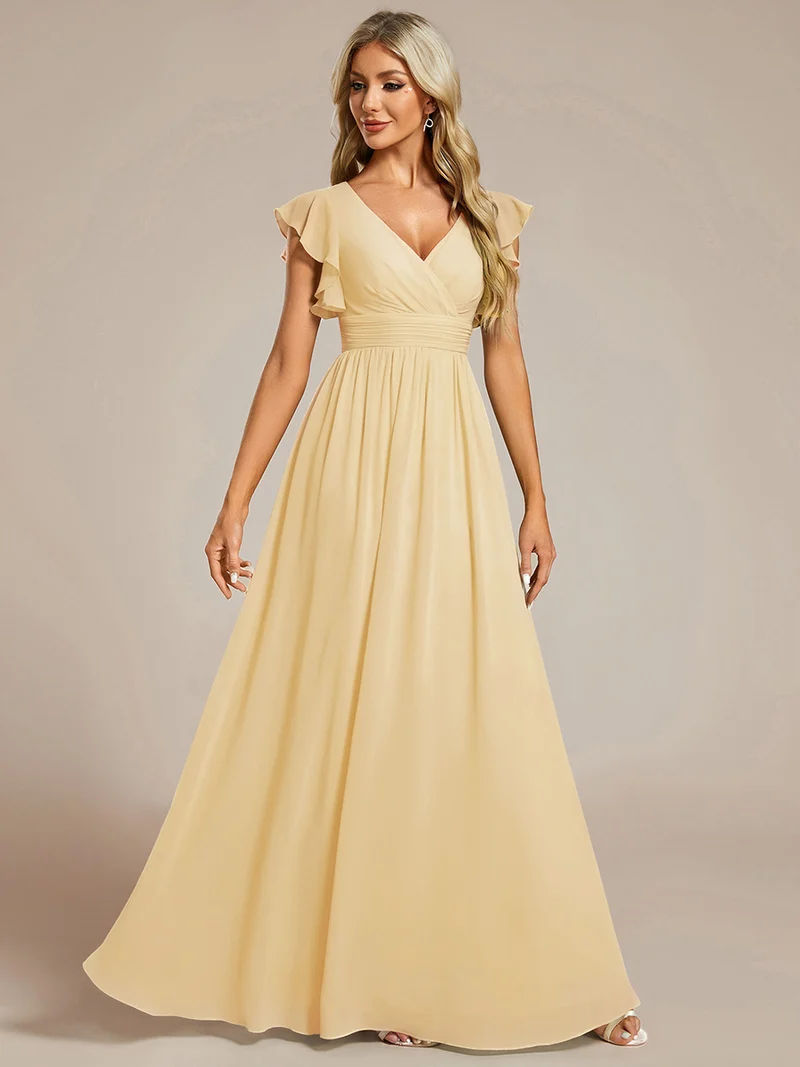 ever LILYANA|Robe de soirée en mousseline à manches volantées