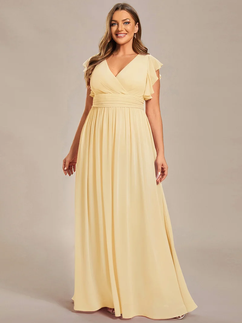 ever LILYANA|Robe de soirée en mousseline à manches volantées