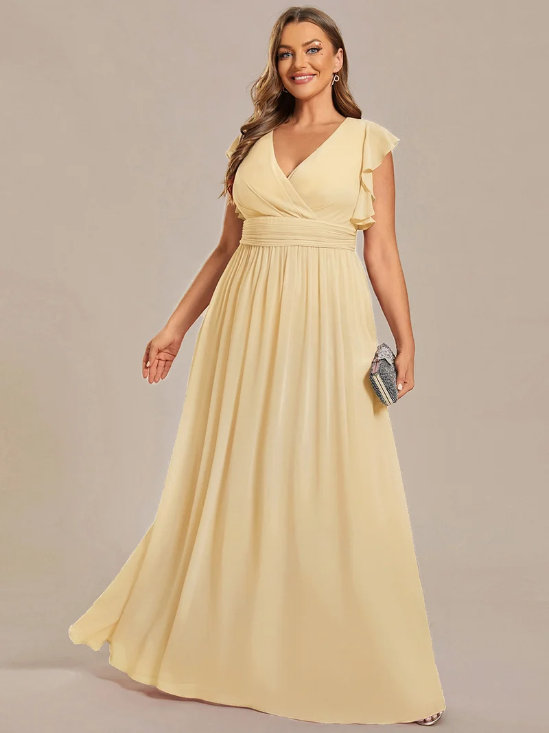 ever LILYANA|Robe de soirée en mousseline à manches volantées