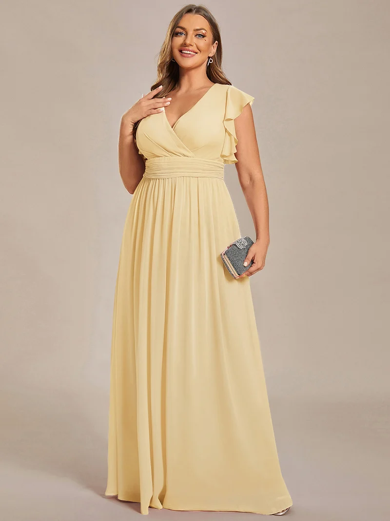 ever LILYANA|Robe de soirée en mousseline à manches volantées