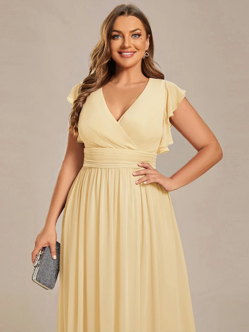 ever LILYANA|Robe de soirée en mousseline à manches volantées