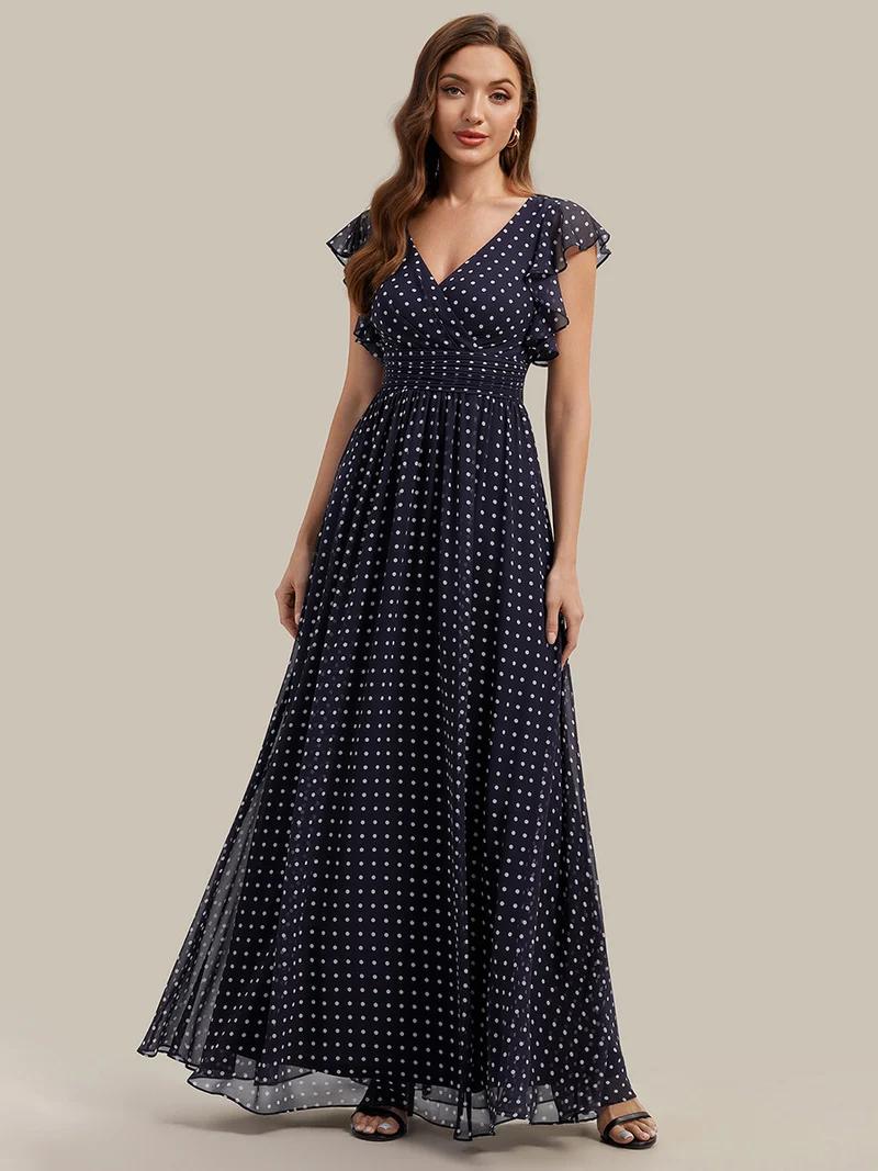 ever LILYANA|Robe de soirée en mousseline à manches volantées