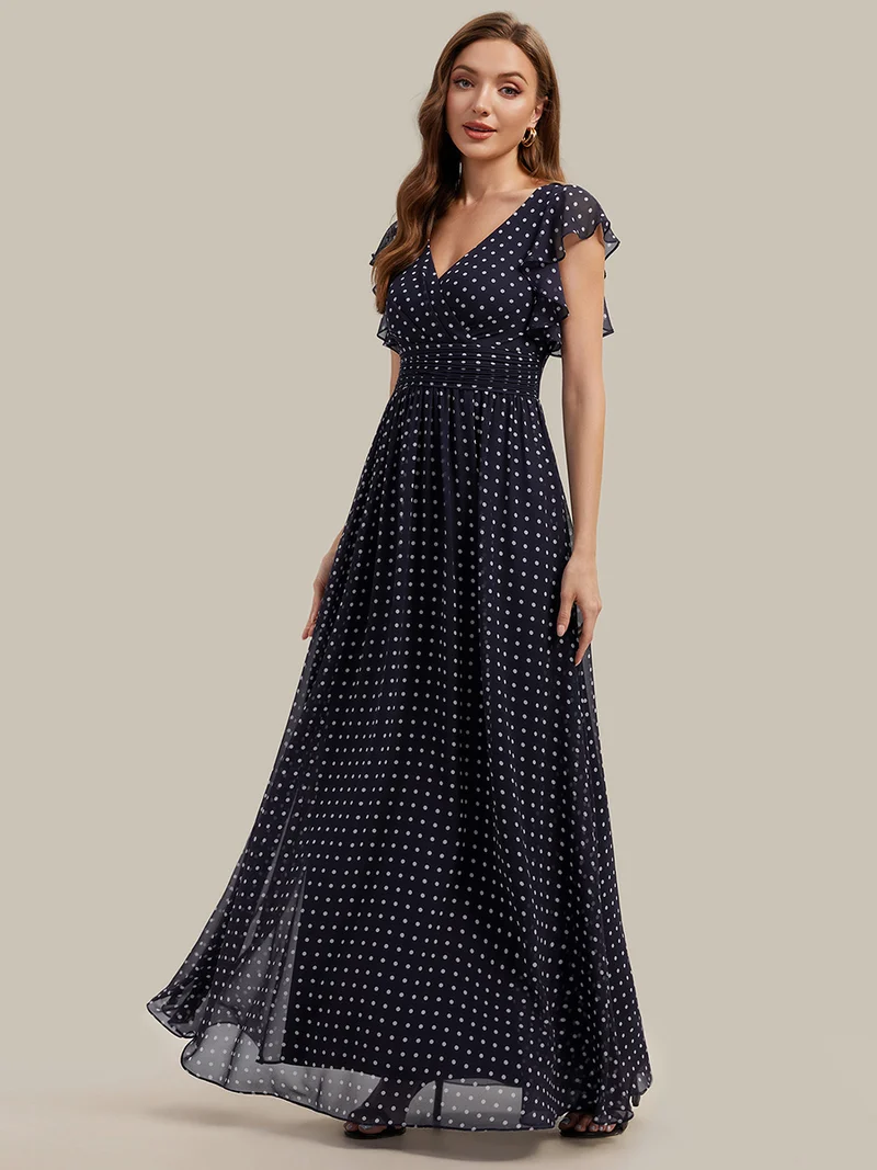 ever LILYANA|Robe de soirée en mousseline à manches volantées