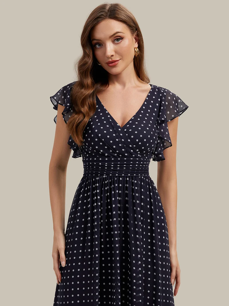 ever LILYANA|Robe de soirée en mousseline à manches volantées