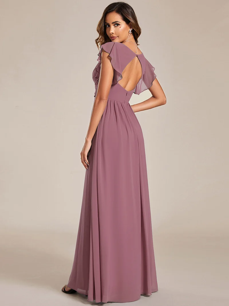 ever LILYANA|Robe de soirée en mousseline à manches volantées
