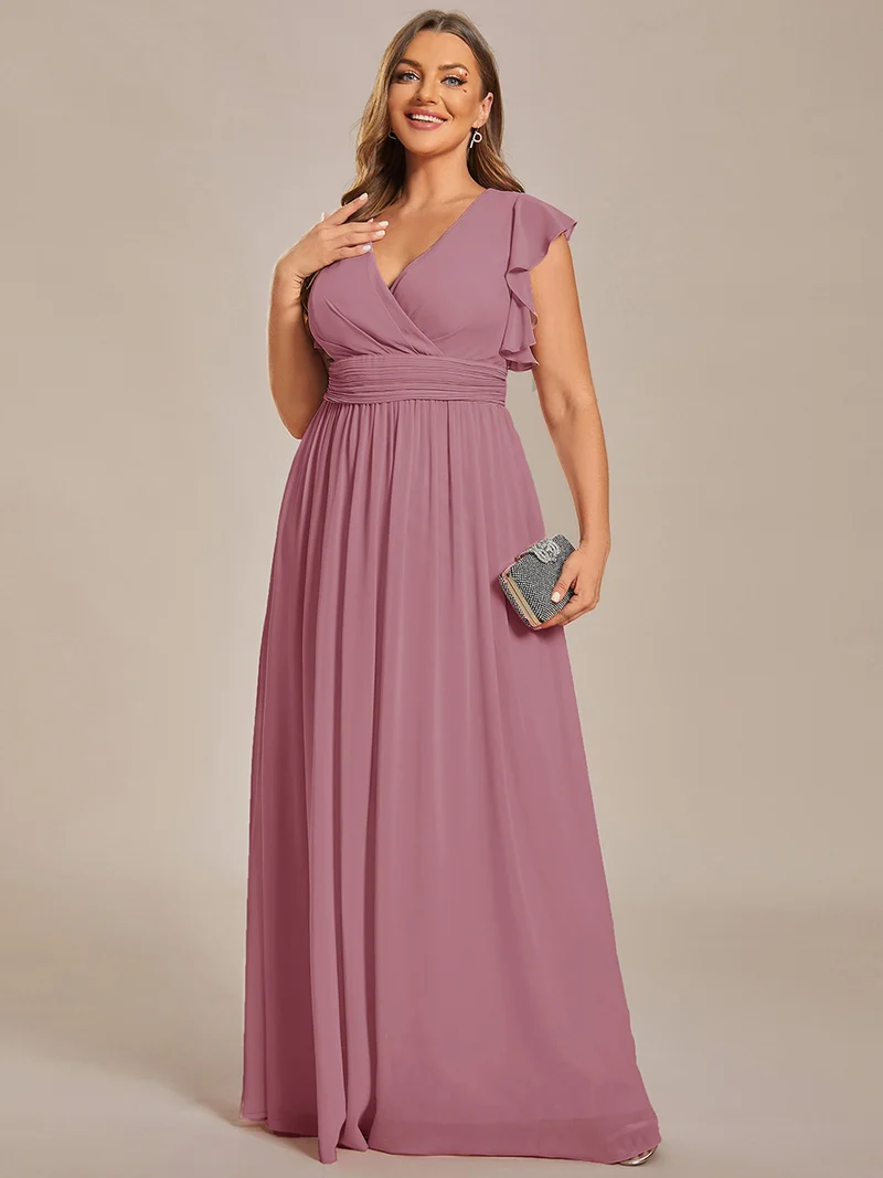 ever LILYANA|Robe de soirée en mousseline à manches volantées