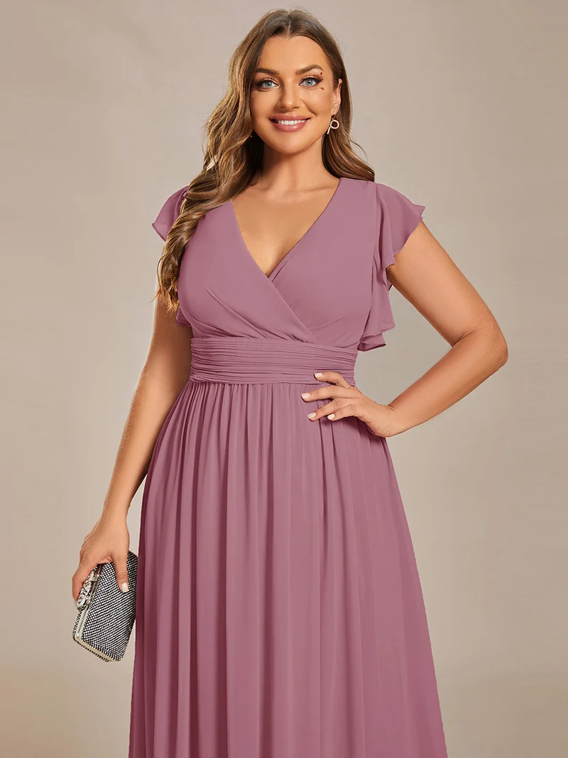 ever LILYANA|Robe de soirée en mousseline à manches volantées