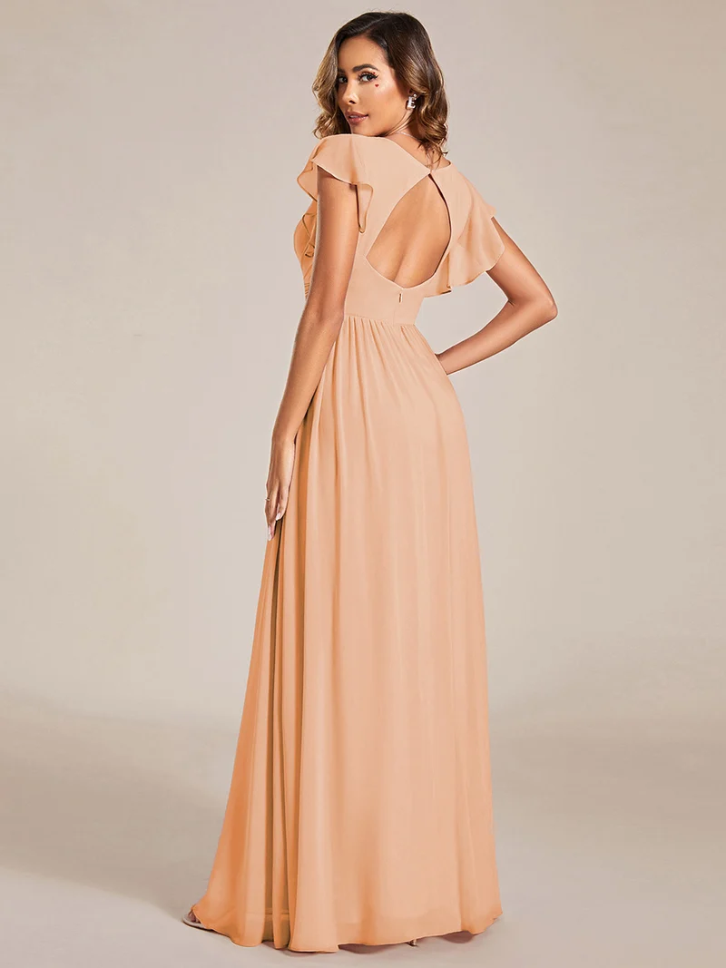 ever LILYANA|Robe de soirée en mousseline à manches volantées
