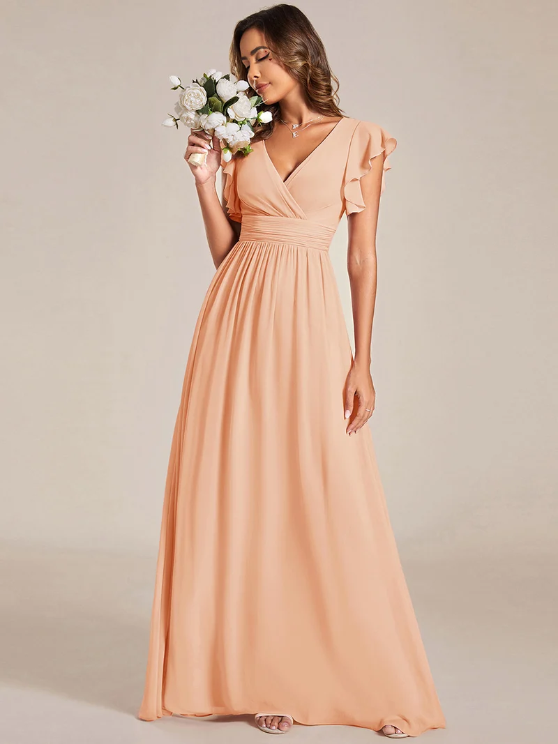 ever LILYANA|Robe de soirée en mousseline à manches volantées