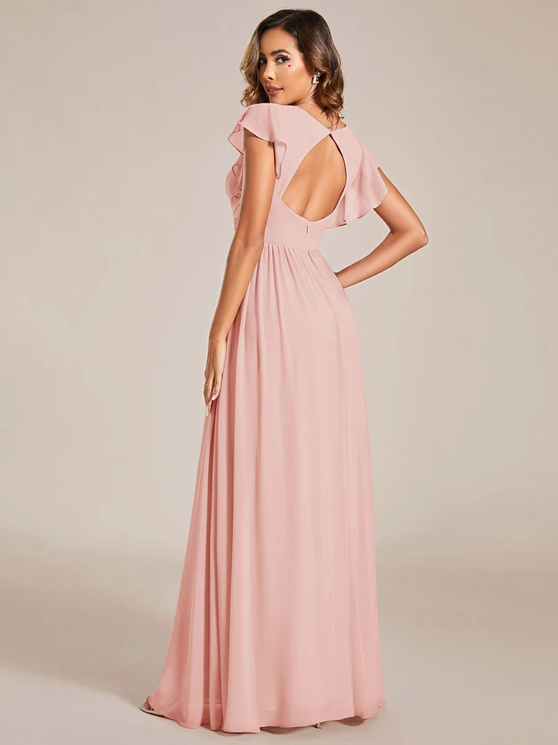 ever LILYANA|Robe de soirée en mousseline à manches volantées