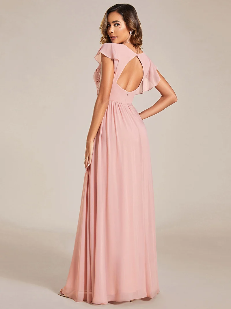ever LILYANA|Robe de soirée en mousseline à manches volantées