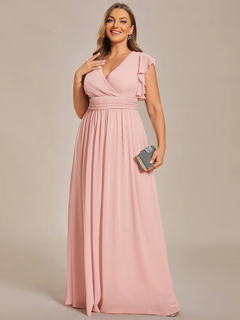 ever LILYANA|Robe de soirée en mousseline à manches volantées