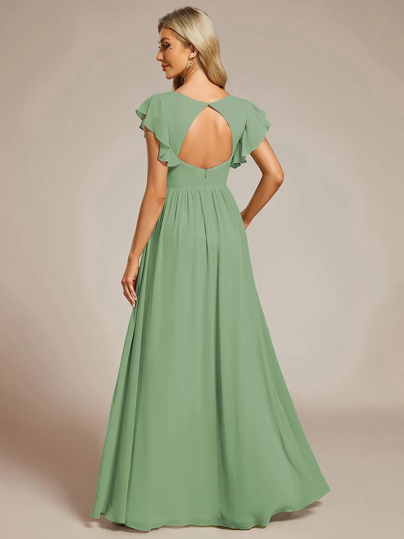 ever LILYANA|Robe de soirée en mousseline à manches volantées