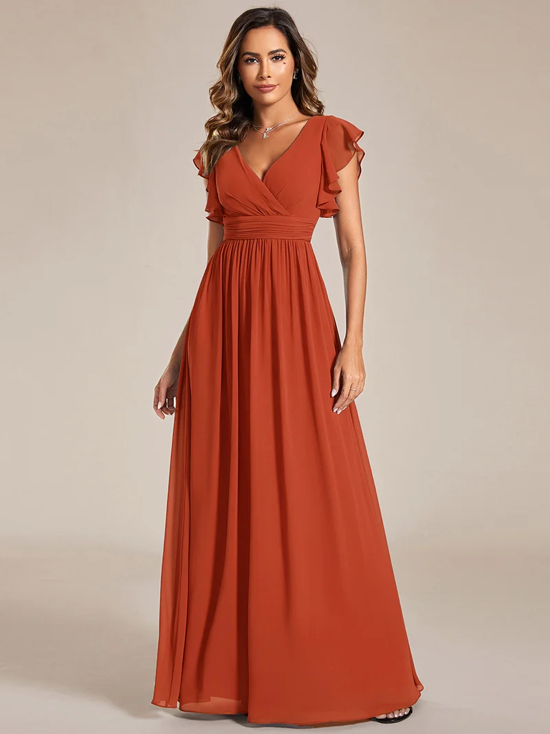 ever LILYANA|Robe de soirée en mousseline à manches volantées