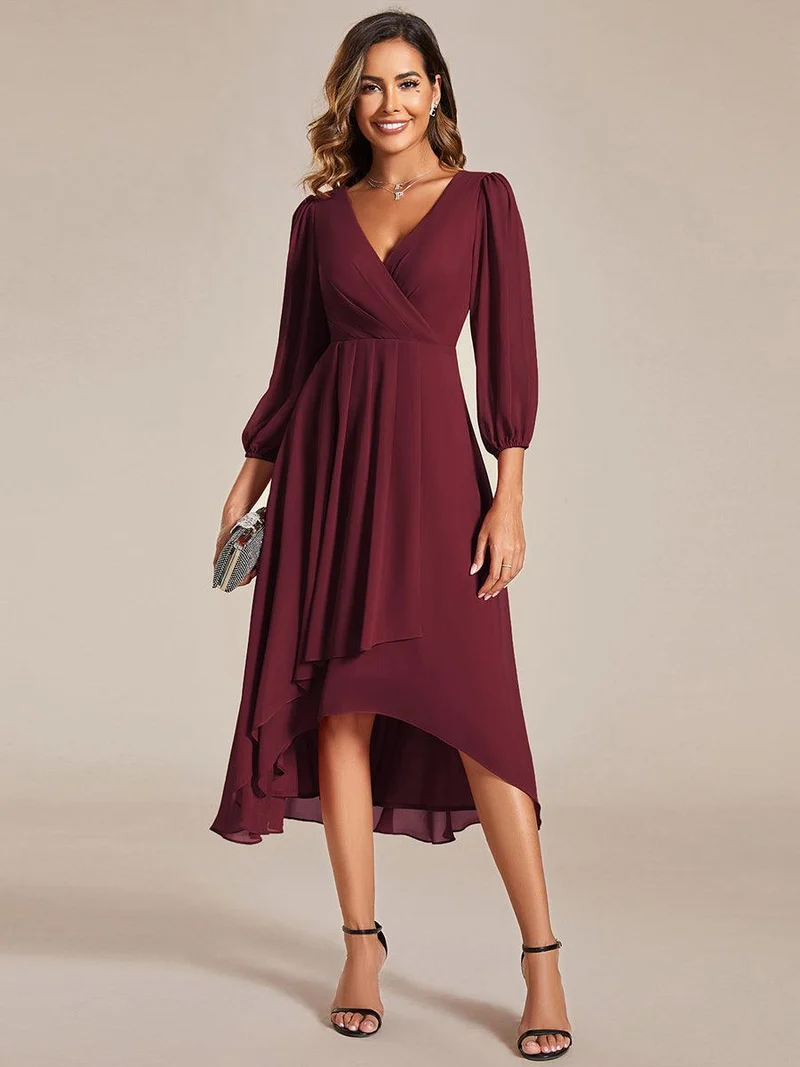 ever BRIAR|Robes de demoiselle d'honneur à manches longues et ourlet asymétrique