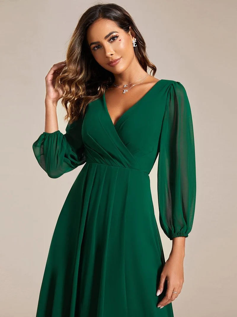 ever BRIAR|Robes de demoiselle d'honneur à manches longues et ourlet asymétrique