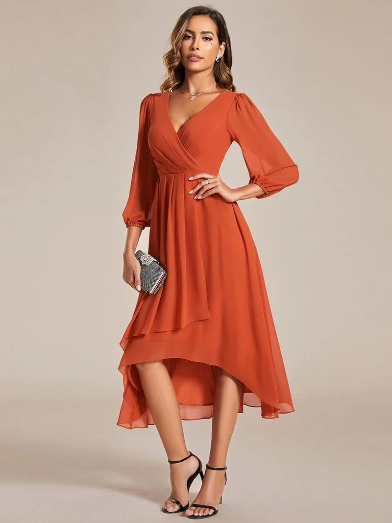 ever BRIAR|Robes de demoiselle d'honneur à manches longues et ourlet asymétrique