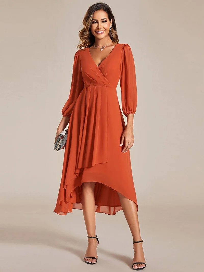 ever BRIAR|Robes de demoiselle d'honneur à manches longues et ourlet asymétrique