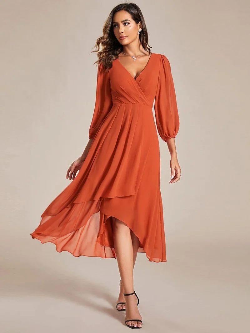 ever BRIAR|Robes de demoiselle d'honneur à manches longues et ourlet asymétrique