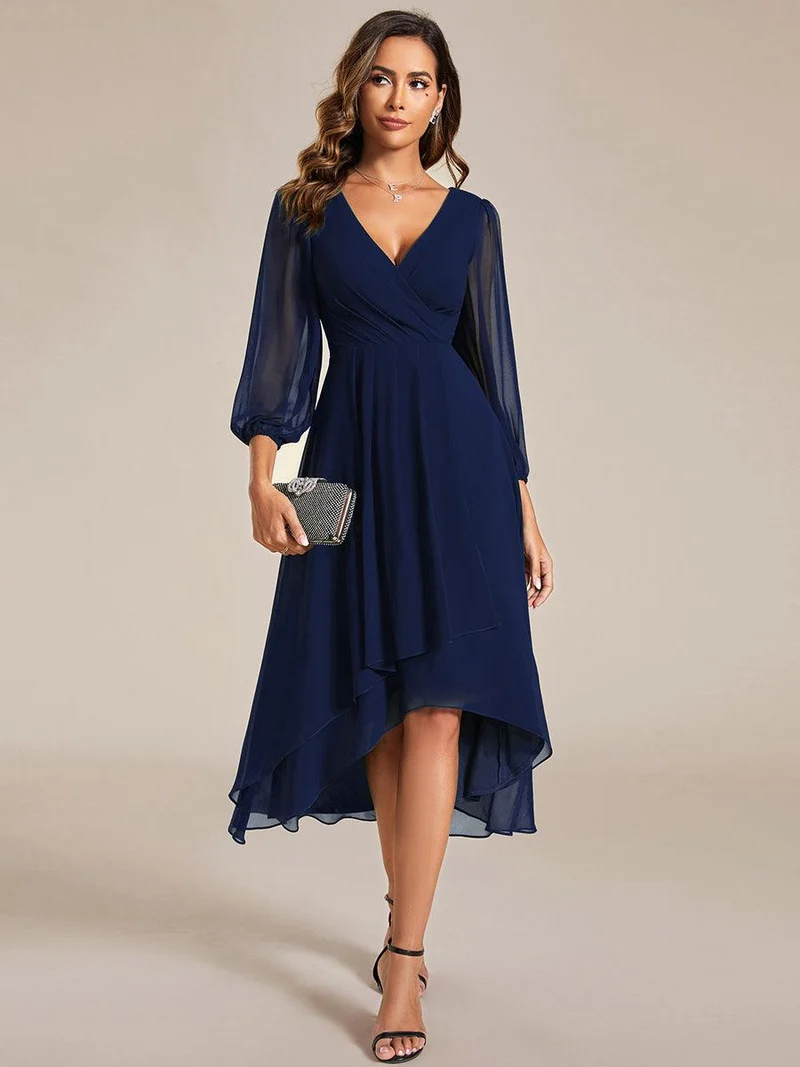 ever BRIAR|Robes de demoiselle d'honneur à manches longues et ourlet asymétrique