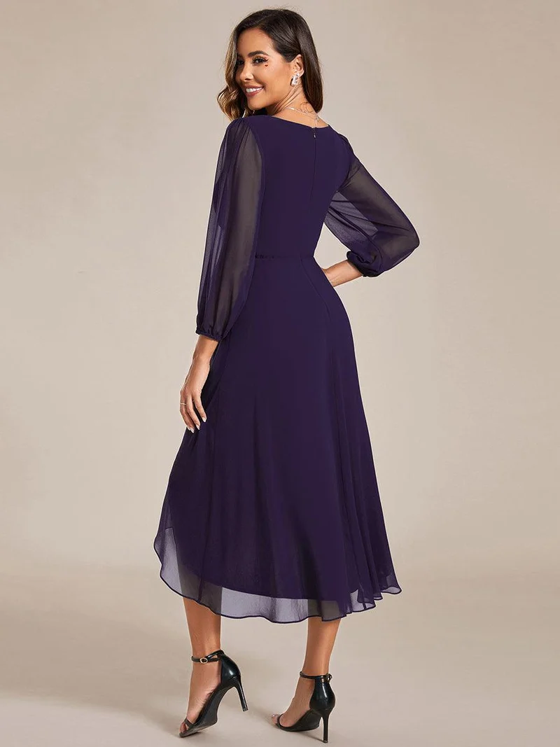ever BRIAR|Robes de demoiselle d'honneur à manches longues et ourlet asymétrique