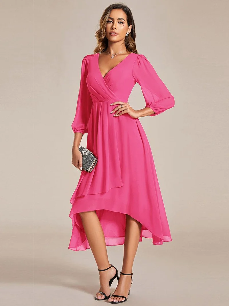 ever BRIAR|Robes de demoiselle d'honneur à manches longues et ourlet asymétrique