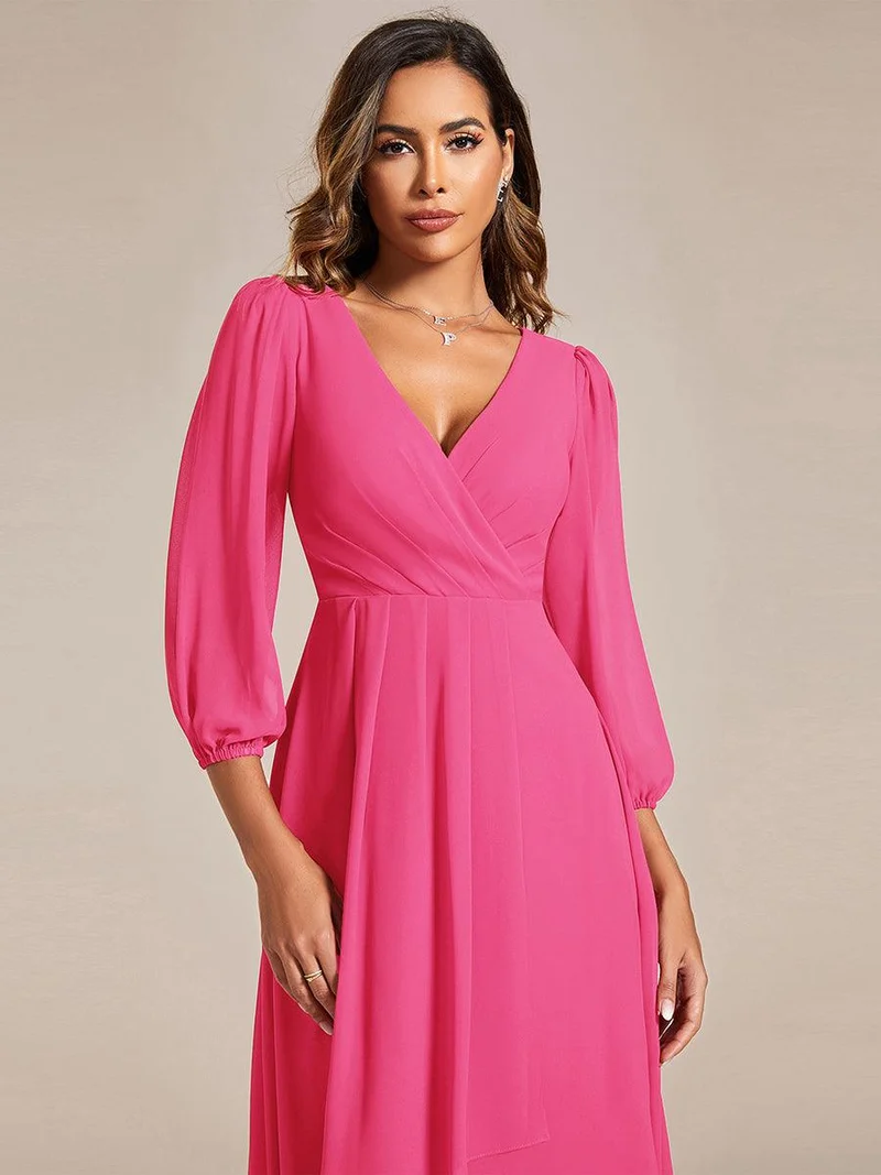 ever BRIAR|Robes de demoiselle d'honneur à manches longues et ourlet asymétrique