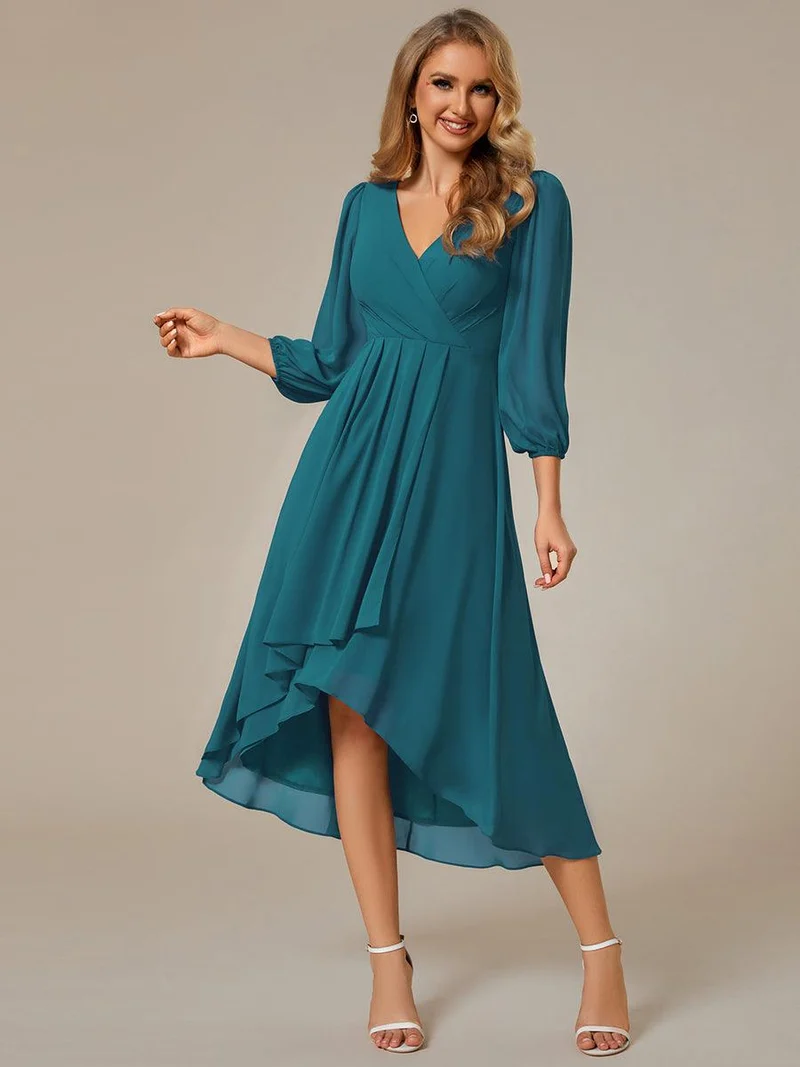 ever BRIAR|Robes de demoiselle d'honneur à manches longues et ourlet asymétrique