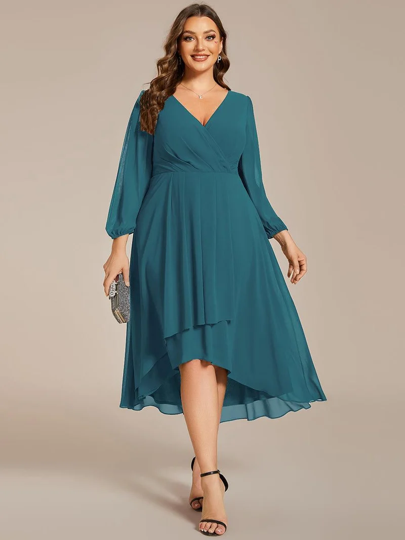 ever BRIAR|Robes de demoiselle d'honneur à manches longues et ourlet asymétrique