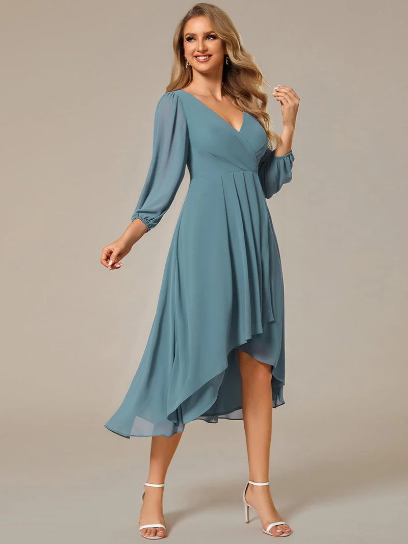 ever BRIAR|Robes de demoiselle d'honneur à manches longues et ourlet asymétrique