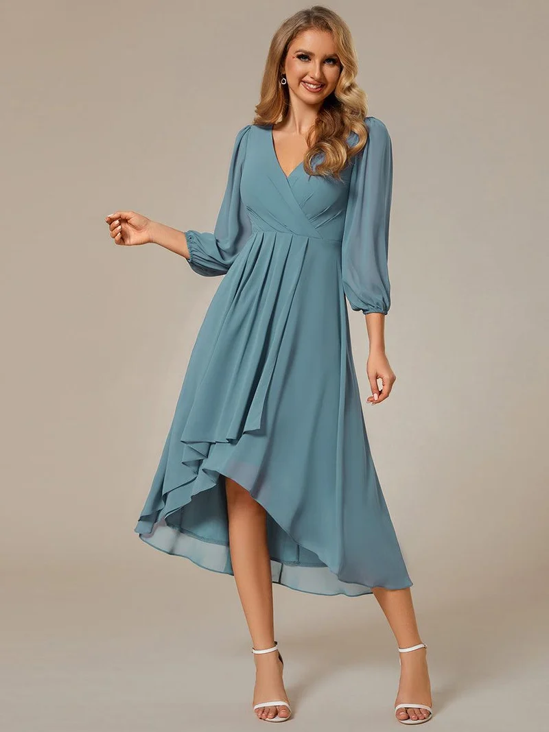 ever BRIAR|Robes de demoiselle d'honneur à manches longues et ourlet asymétrique