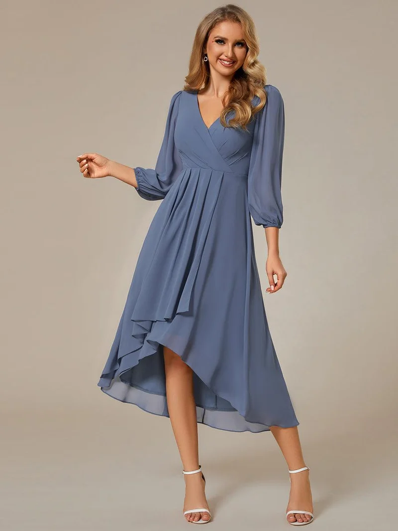 ever BRIAR|Robes de demoiselle d'honneur à manches longues et ourlet asymétrique